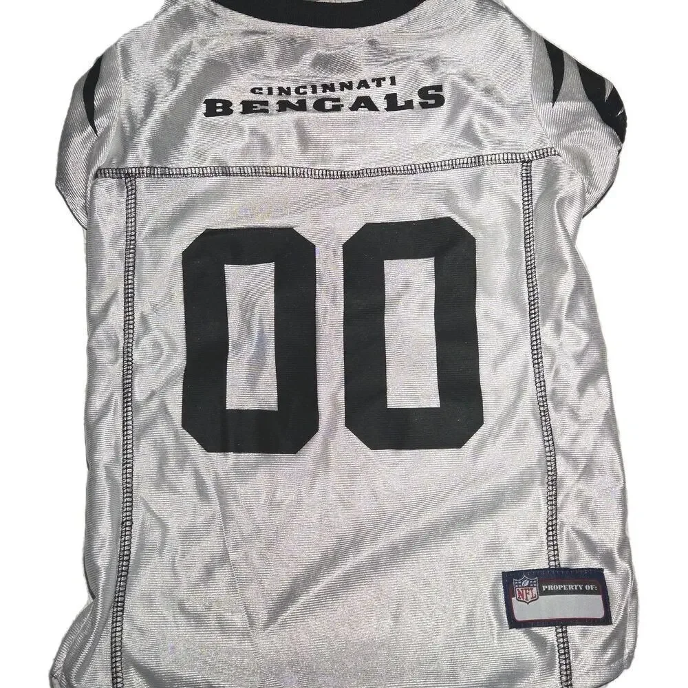 NWT Pets First NFL Cincinnati Bengals White Jersey, Size LARGE Up To 40 Lbs Dog